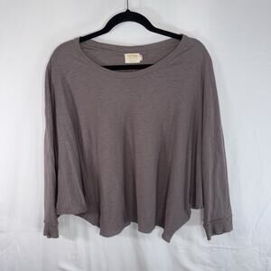 Nation LTD Slate Gray Dolman Sleeve Crop Tee T Shirt Athleisure Comfy Cozy Sz L